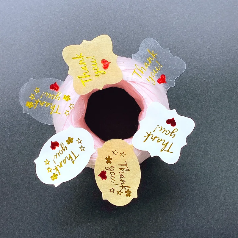 

120 шт./лот, милые, спасибо, полигон, крафт-бумага, самоклеющиеся наклейки, круглое сердце для продуктов ручной работы, Упаковочная этикетка