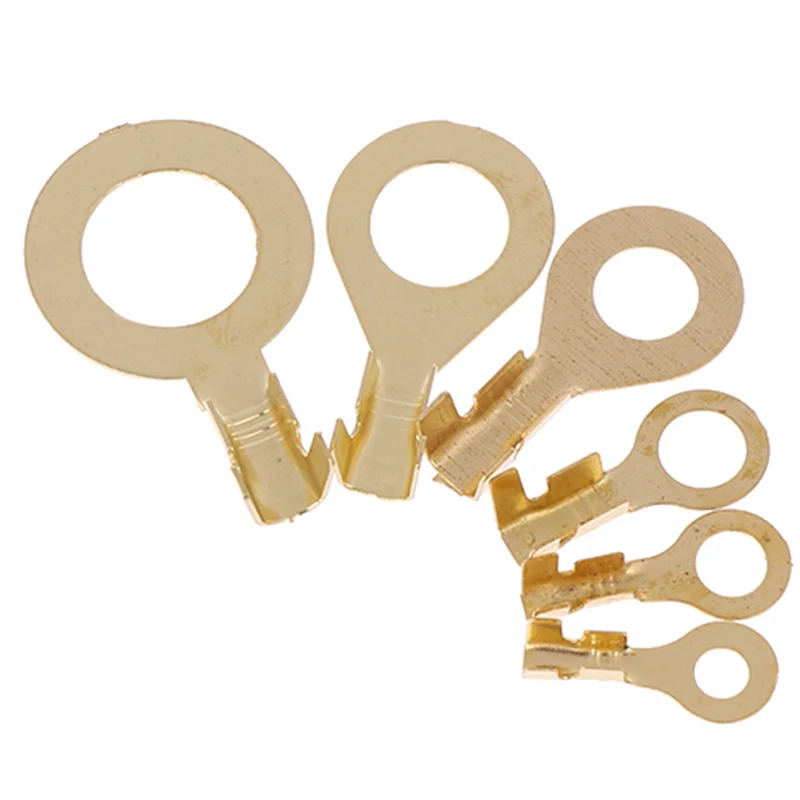 150 шт./компл. кольцо Тип золото терминалы золотой латуни Non-изолированные обжимные клеммы соединители кабеля соединители проводов