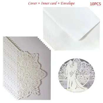 

10 Pcs 3D European Style Wedding Invitation Card with Envelope Kits Party Supply
