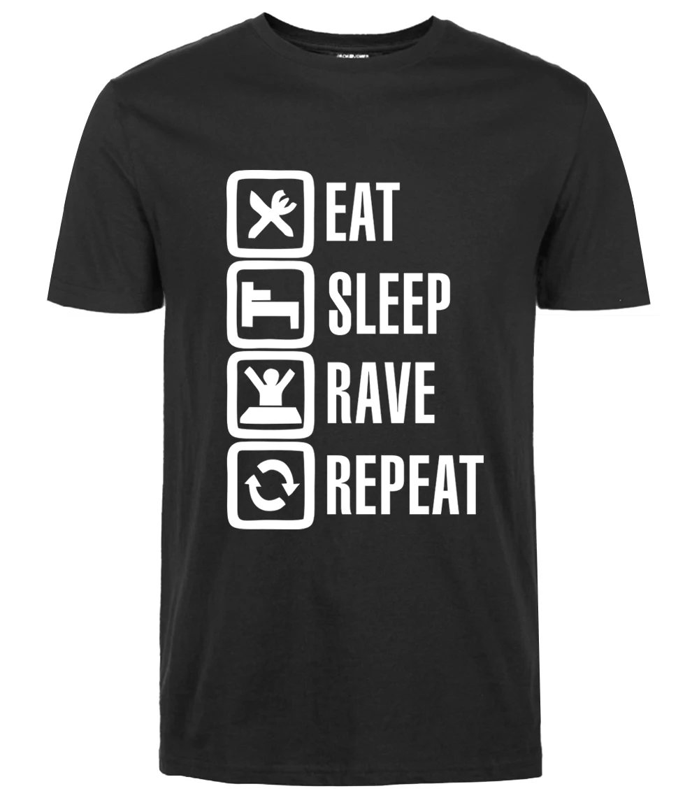 2020 летняя новая мужская футболка с принтом Eat Sleep Rave Repeat Повседневная модная