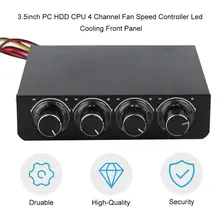Contrôleur de vitesse de ventilateur PC HDD 3.5 pouces, 4 canaux 6V à 12V boîtier d'ordinateur roulement à billes 2 lignes en plastique panneau avant de refroidissement Led