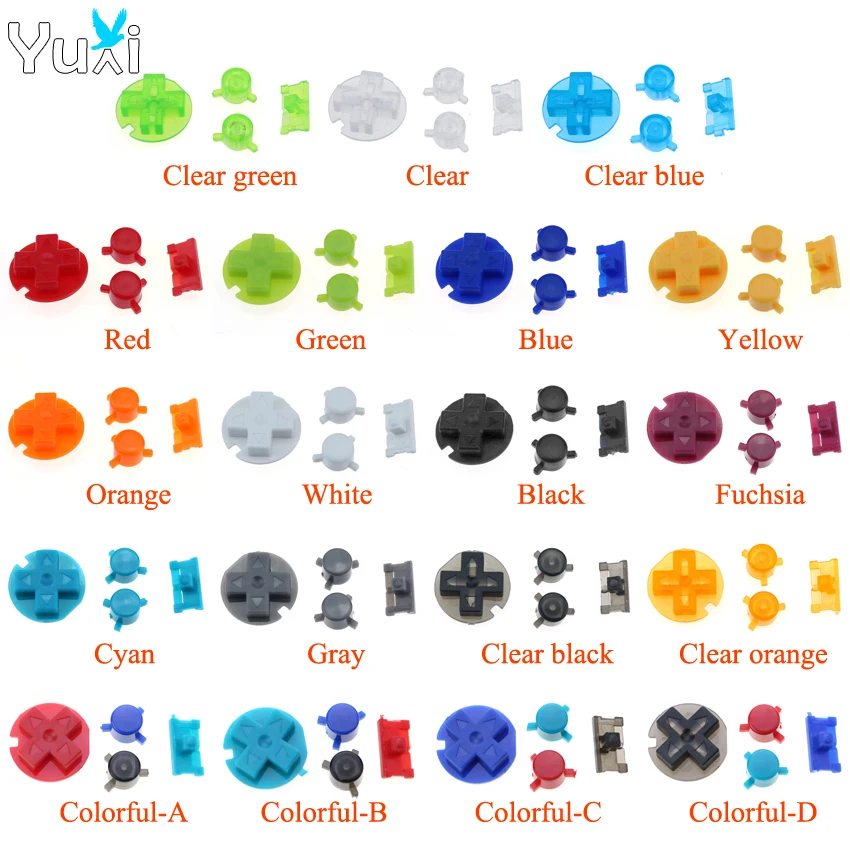 YuXi Black White Clear Replacement Buttons Set For Gameboy Pocket for GBP On Off Button AB D Pads | Электроника