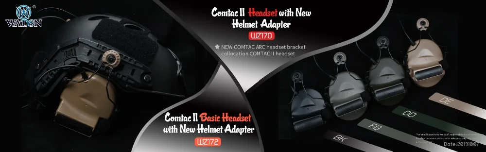WADSN Тактический шлем гарнитуры не подобрать Шум Уменьшить Funtion Airsoft наушники C2 Comtac II ARC Softair кронштейн для наушников WZ172