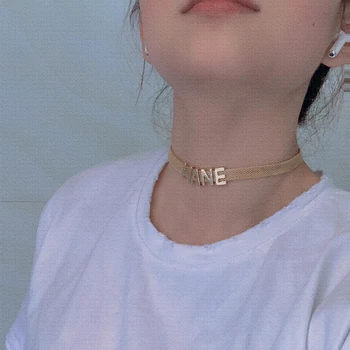 

2020 Charm Gold Letter Statement Necklace Choker Luxury Chokers Collar Chocker Chunky Necklace for Women jewelry Accessories