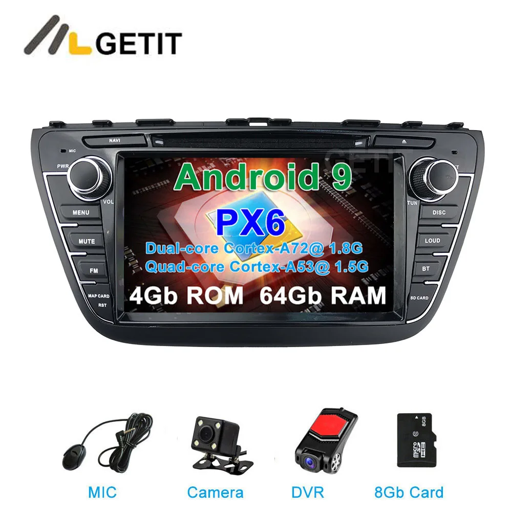 DSP 64G PX6 Android 9 автомобильный DVD для Suzuki SX4 S Cross Авто Радио Стерео gps Навигация Аудио Видео