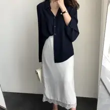 Летняя женская юбка с высокой талией, модный дизайн, тонкая, черная, милая, для девочек, пэчворк, кружевная, в горошек, длинная, DV994