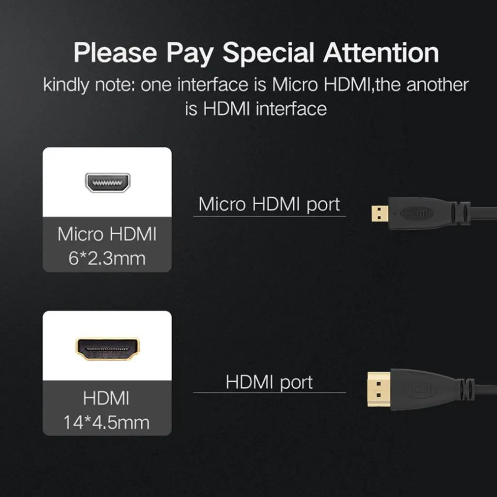 2 м 1080P микро HDMI к HDMI Кабель-адаптер Шнур для телефона планшета камеры ТВ