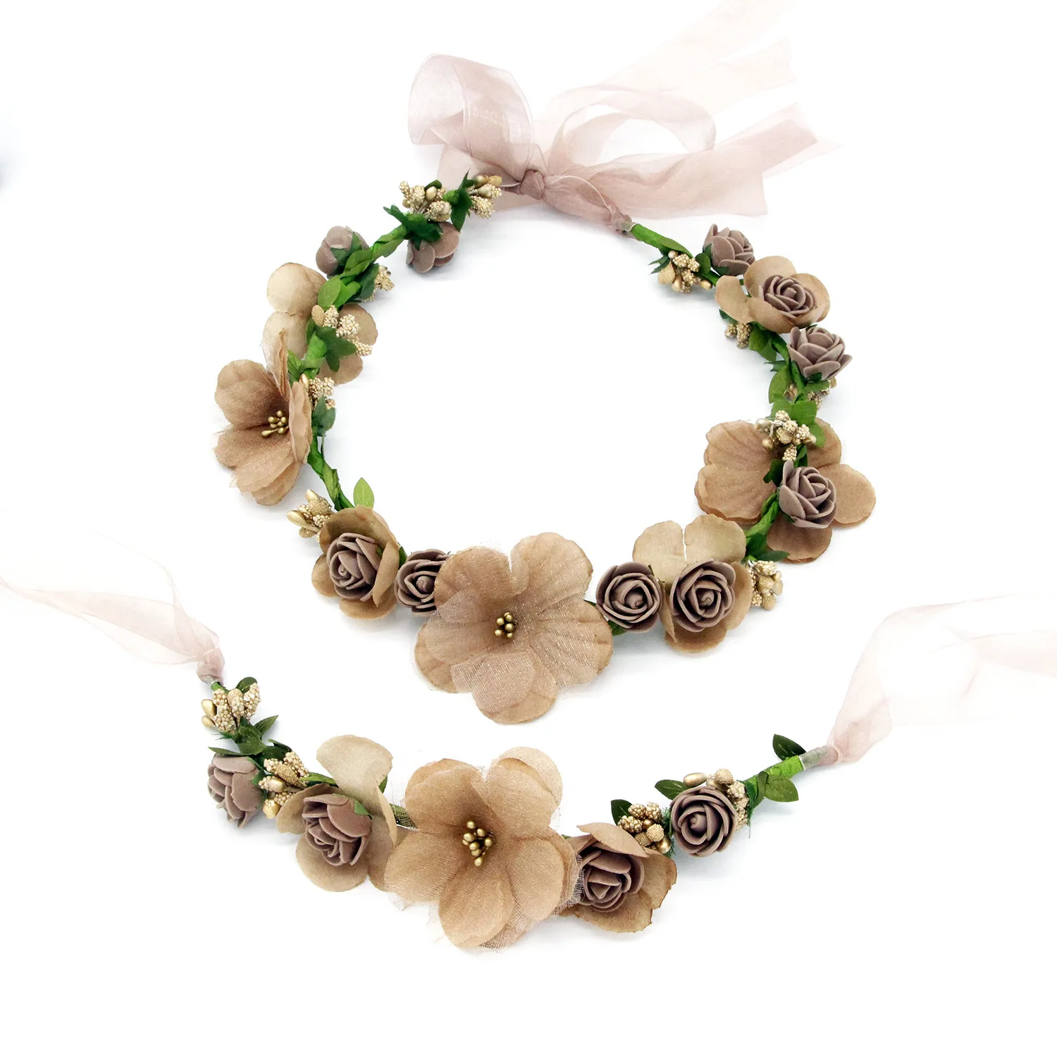 Женская Цветочная Гирлянда головной убор для волос с петлей для волос праздничный ободок для фотосъемки невесты аксессуары для невесты лента для волос