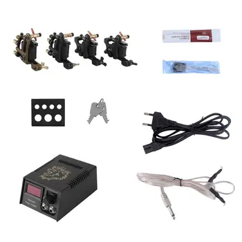 

Professional Aluminum Foil Case Tattoo Kit 4 Tattoo Machines 40 Needles Grip Tip Tattoo Tool Set For Tattooing Shader Liner
