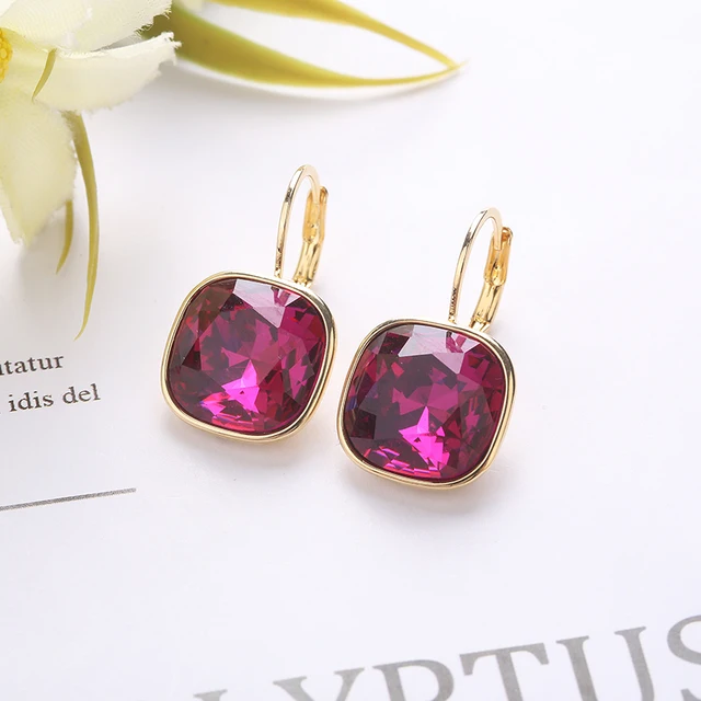 2021 New Design  Square Stones Earrings With French Hook Lever Back For Fashion Girls Wedding Gifts G502