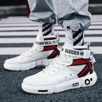 

High Quality Men's Fashion Casual Shoes High Top Sneakers Breathable Leather Shoes For Men Buty Meskie Flats Male Shoes Schoenen