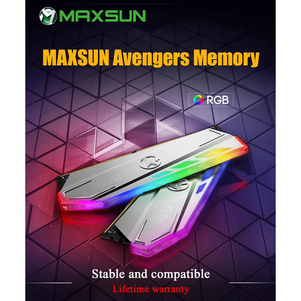 Newest MAXSUN RGB Lighting RAM ddr4 8GB 3200MHz
