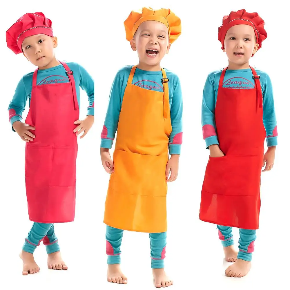 Opromo Kids Cookining Full Apron with Pockets Children Craft Kitchen Chef Apron