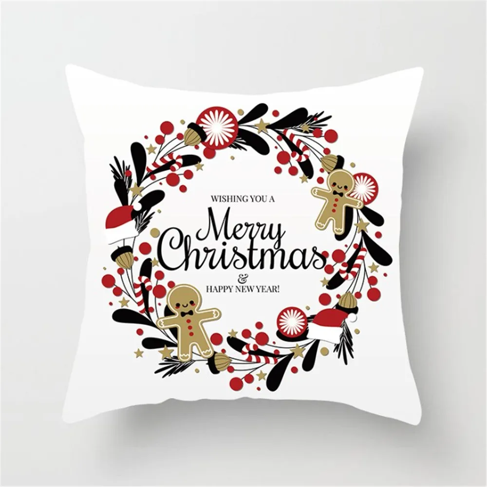 Рождественская подушка крышка рождественские украшения подушки чехол s Санта Клаус полиэстер подушка чехол Обложка с утолщённой меховой опушкой