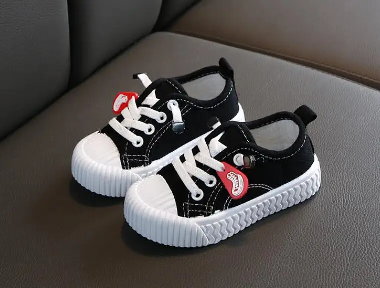 Детская спортивная обувь белого цвета для школьников; дышащая парусиновая обувь для мальчиков; обувь для бега для девочек; кроссовки для девочек; мягкая детская повседневная обувь - Цвет: Черный