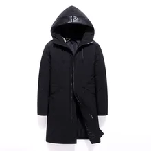 Зимний мужской утепленный холодный Ветрозащитный тонкий белый утиный пуховик деловая Повседневная Толстая теплая черная пуховая парка с капюшоном верхняя одежда