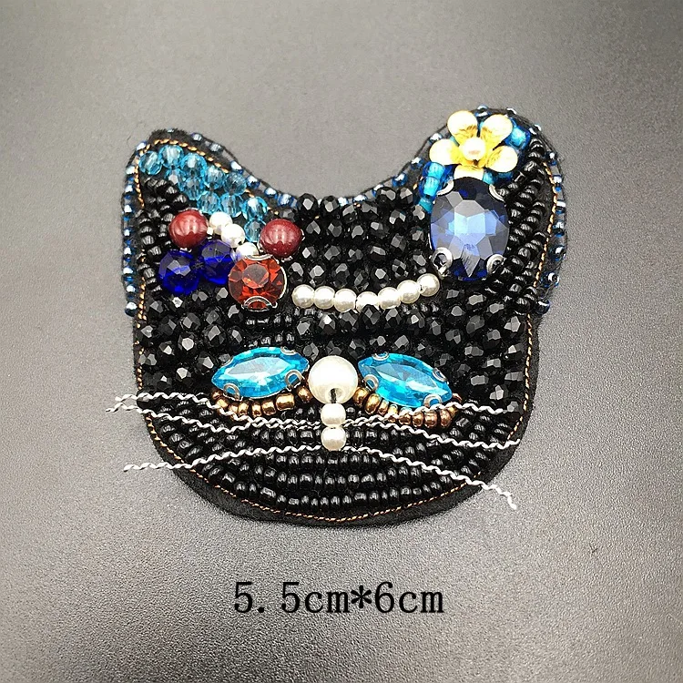 3D Handmade Rhinestone Fruits Beaded Patches Sew on Crystal Patch beading Applique Patch CAT BIRD CHERRY Pineapple - Цвет: A