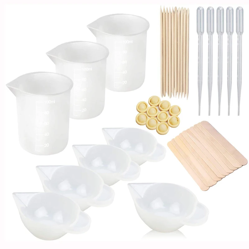 

Silicone Resin Measuring Cups Tool Kit,Silicone Measuring Cups for Resin Nonstick Silicone Mixing Cups Epoxy Resin Cups