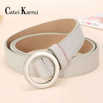 

Catei Karrui Womens Skinny Leather Lucky Belt with Pin Buckle Simple Waist Belt for Jeans Dress Pants ladies