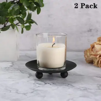 

Iron Plate Candle Holder 2 Pack, Decorative Pillar Tealight Jar Wax Candle Plate Candlesticks for Home Decoration