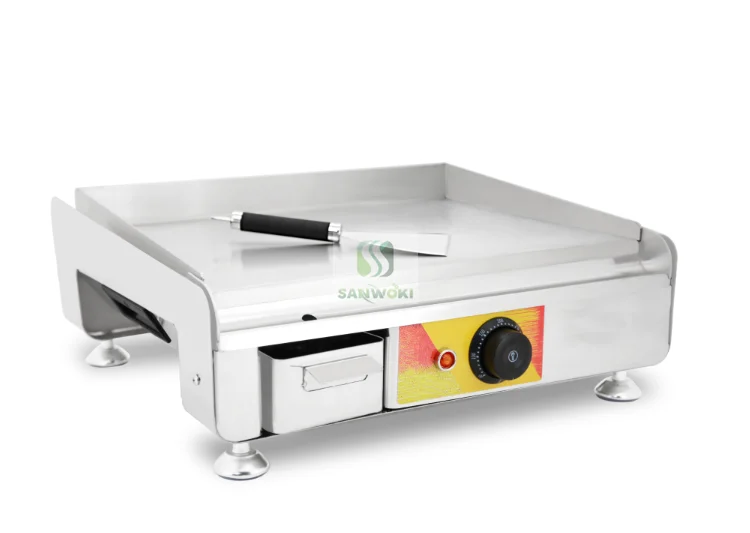 Electric Griddle Stainless Steel Flat Hot Plate BBQ Grill Fried Pan Teppanyaki fryer Breakfast hamburger making machine 2