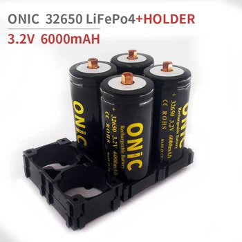 

ONIC 4pcs 32650 LiFePO4 3.2v 6000mAH 33A 55A Rechargeable Battery Cell LiFePO4 5C Discharge Batteries with Holder