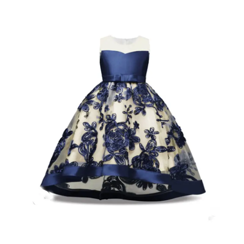 

AmzBarley Girl Ball Gown Dress Lace Trailing Wedding Embroidered Flowers Party Dresses for Kids Girl