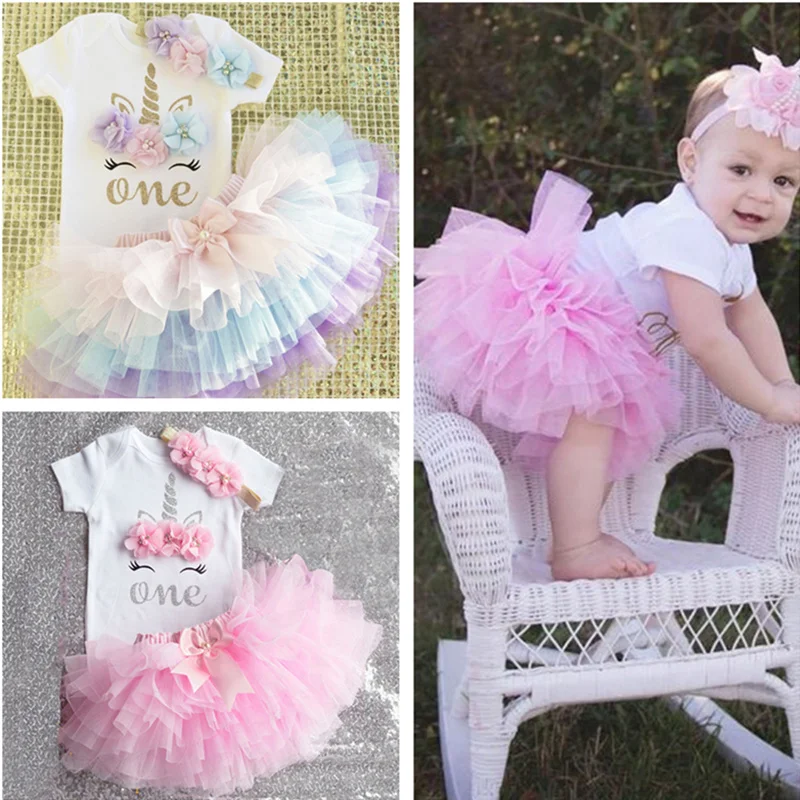 Skirts Tutu Birthday-Party-Outfit Girls Kids 1-Year Infant for 1-year/Baptism/Clothes