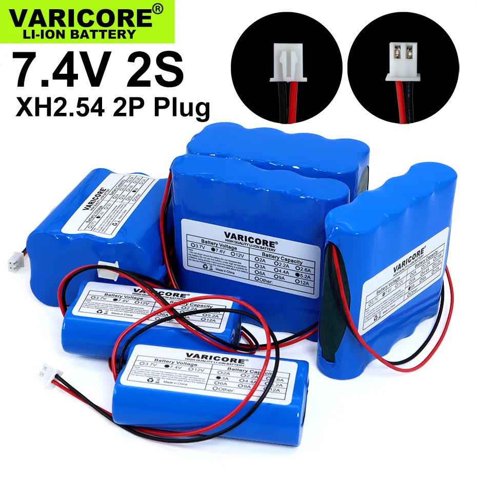 7.4V/8.4V 18650 lithium battery 2600mAh 3000mAh 5200mAh 6000mAh 9000mAh 12000mAh with PCB Protect XH2.54 2P Plug | Электроника
