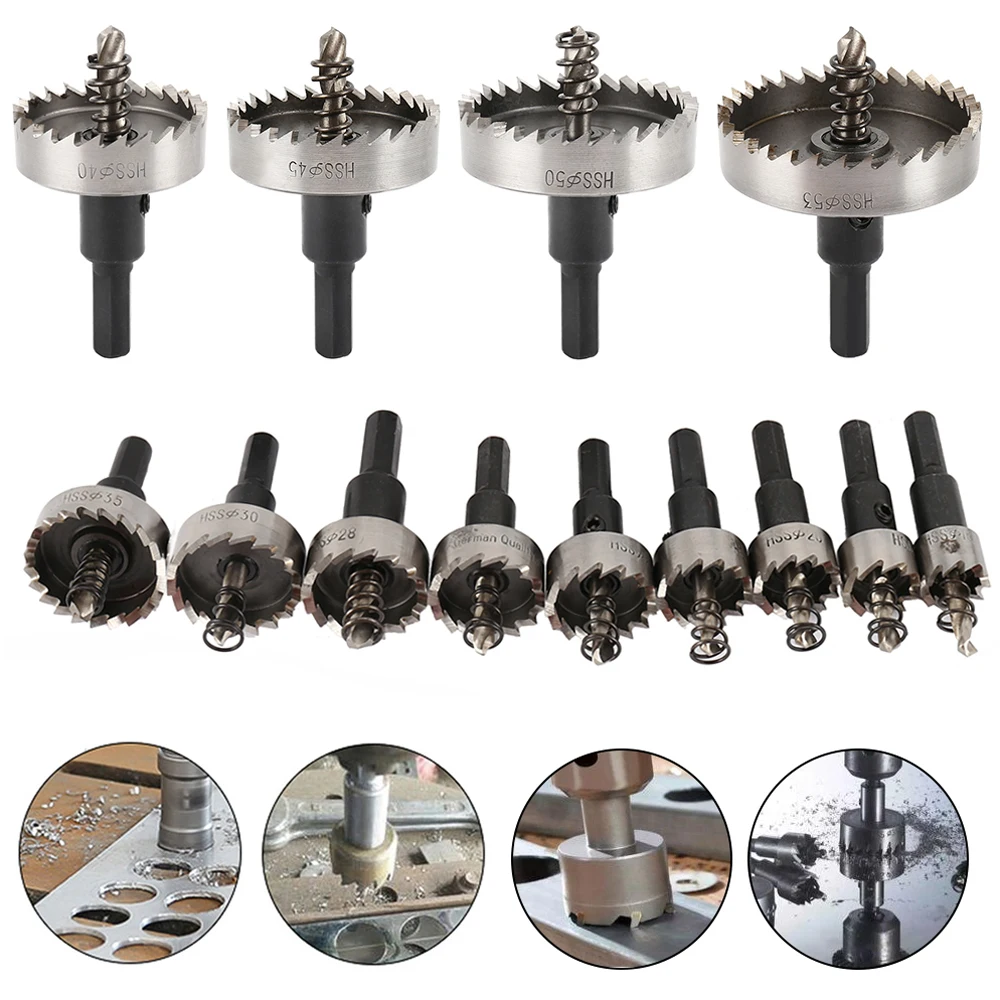13PCS HSS Drill Bit Set High Speed Steel Carbide Tip Hole Saw Tooth Cutter Metal Drilling Hand Woodwork Cutting Carpentry Crowns 13PCS HSS Drill Bit Set High Speed Steel Carbide Tip Hole Saw Tooth Cutter Metal Drilling Hand Woodwork Cutting Carpentry Crowns