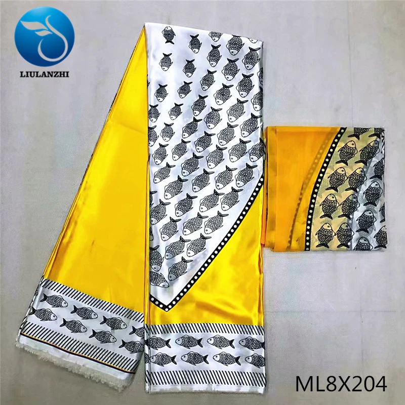 LIULANZHI последние принты шелковой атласной ткани 4 ярдов+ 2 ярдов Африканский Шелковый воск для женского платья шелковые Швейные принты ML8X202-222