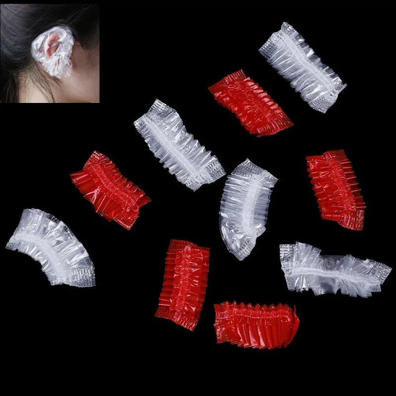 100/200PCS Disposable Hairdressing Earmuffs Salon Clear Ear Cover Ear Protection Hair Dye Protect Cap Hair Styling Tool 2 Colors