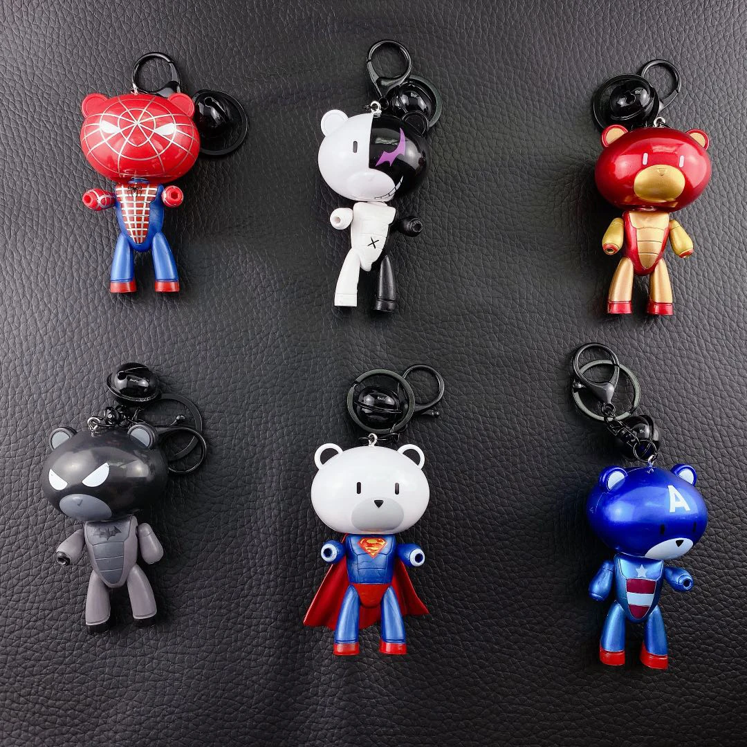 

Hero Bear Cartoon Spring Key Chain Personalized Custom Car Key Chain Creative Superman Birthday Gift Key Chain Can Be Turned