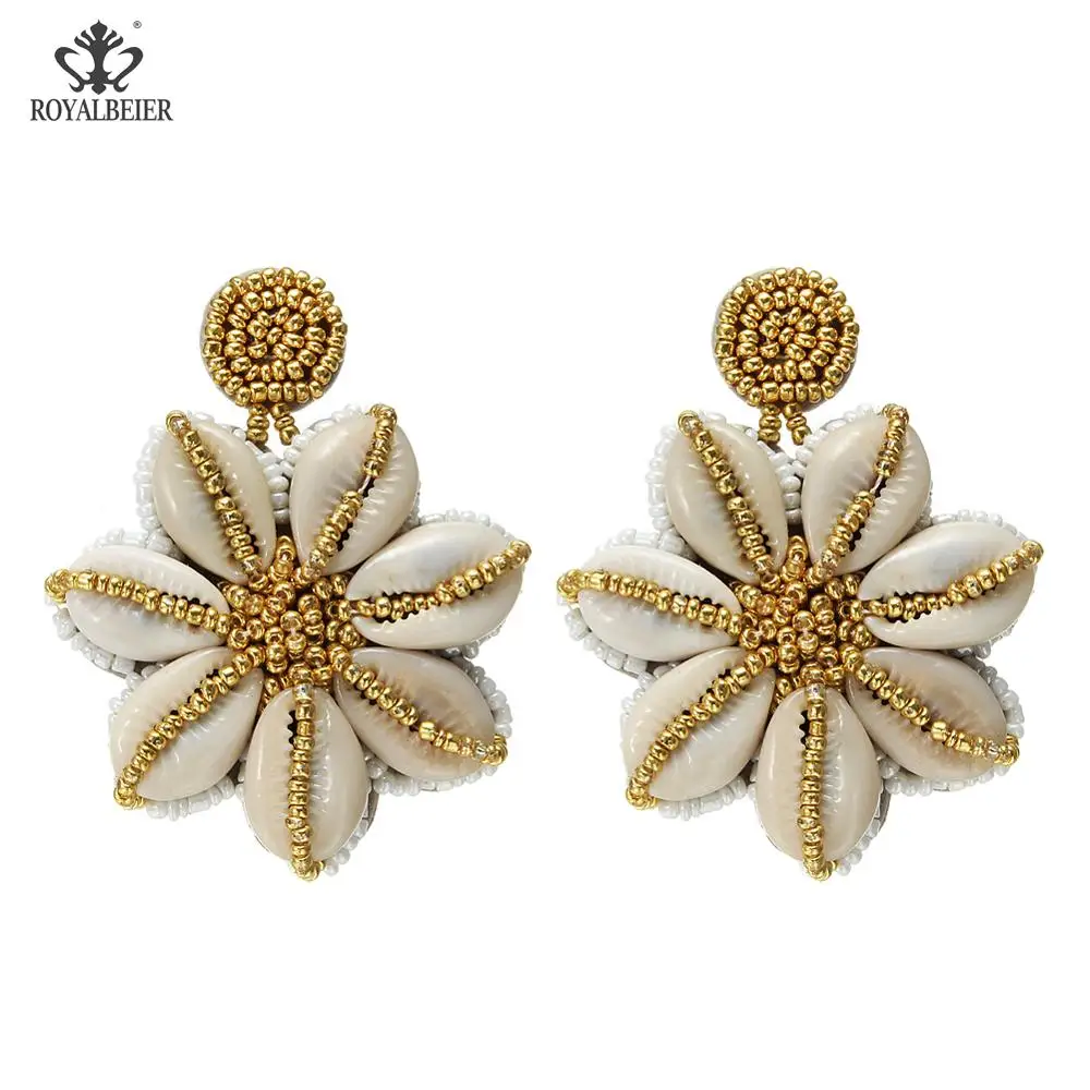 fashion earring c Гавайские модные серьги, цветочные раковины, Богемские серьги-подвески, висячие серьги с кисточками и кристаллами для свадебных ювелирных изделий ES0685 - Окраска металла: fashion earring c