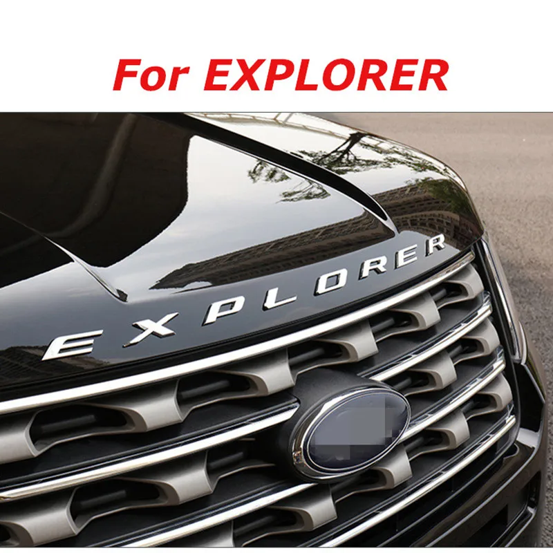 

CAR CHROME BONNET EMBLEM 3D LOGO ALPHABET STICKER FOR FORD EXPLORER 2010- 2018 ACCESSORIES STYLING CAR ACCESSORIES Sticker