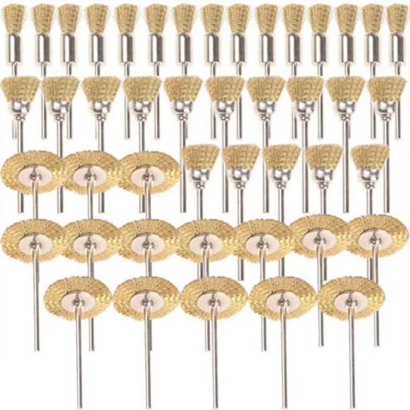 

45 PC Brass Wire Wheel Brushes Wire Brushes Set for Accessories Rotary Tools Polish Clean