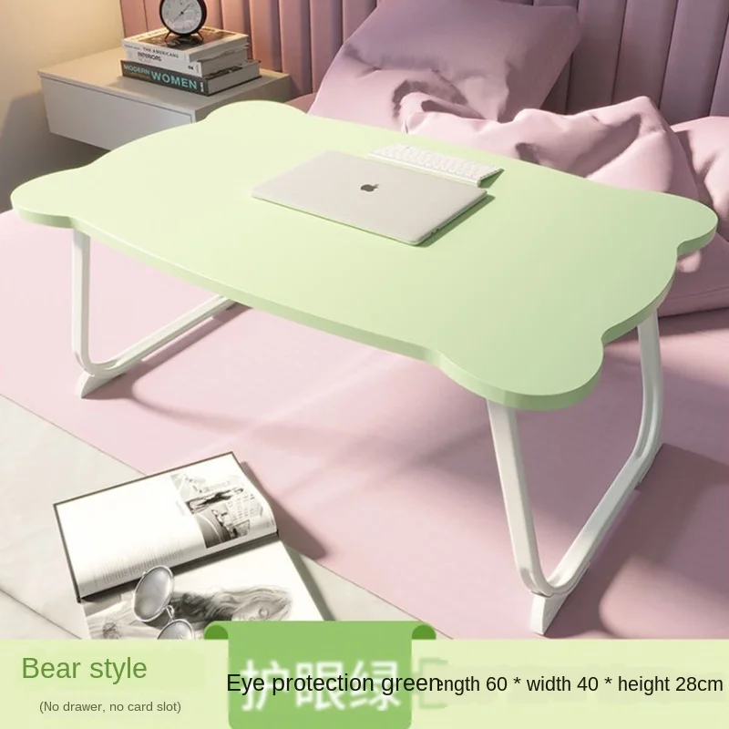 Simple folding laptop table desk bed sofa small with slot cup holder drawer portable study | Мебель