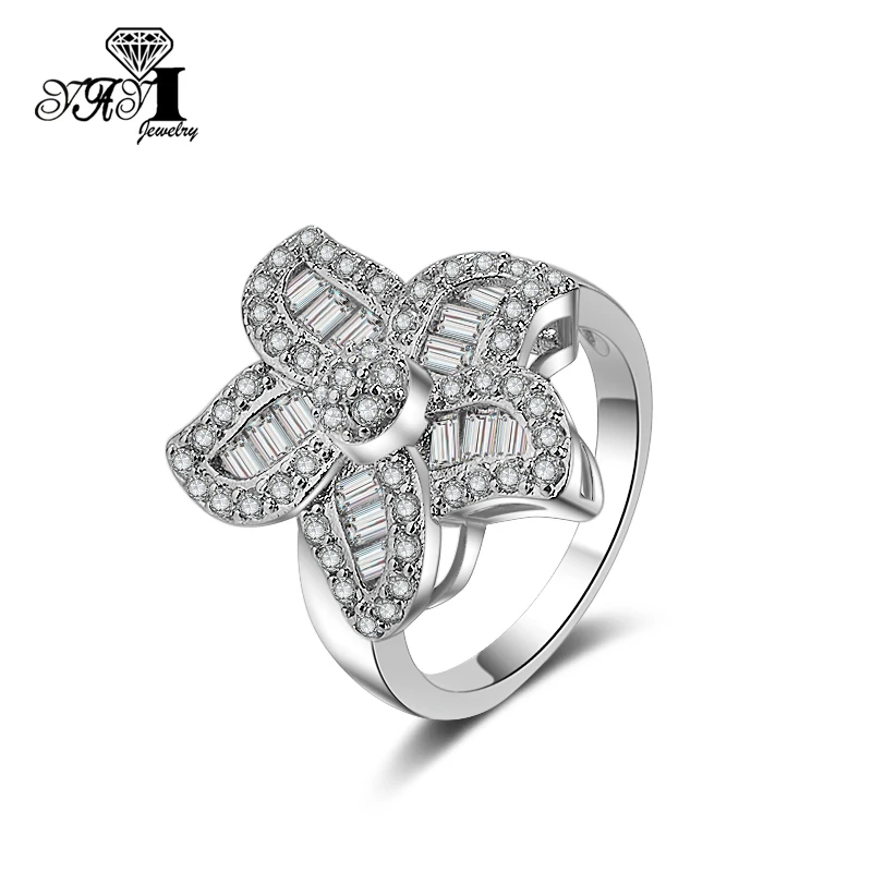 YaYI Jewelry Fashion Princess Cut 9.4 CT White Zircon Silver Color Engagement Rings wedding Heart Party Gifts 1306 | Украшения и