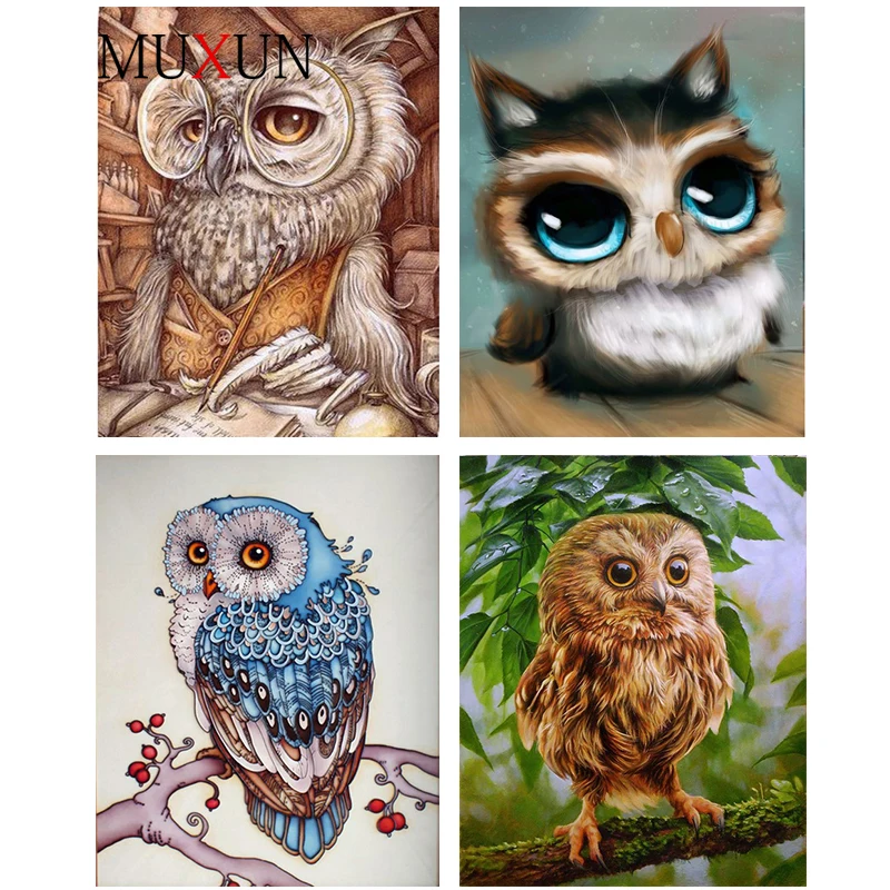 MUXUN Full DIY Diamond Painting Animal Embroidery Owl/Cat/Wolf Cross Stitch 3D Mosaic Diamont Accessories Sale PE003 | Дом и сад