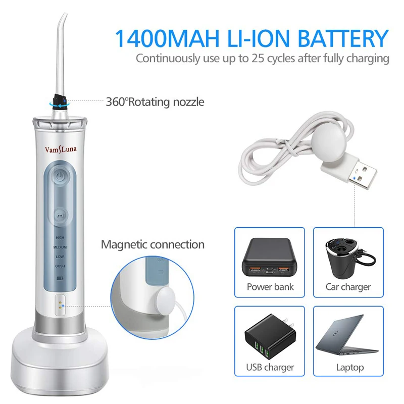 Irrigador Oral Eletrico-портативный ирригатор для чистки полости рта, подзаряжаемый ирригатор с наружной трубой и резервуаром для воды объемом 180 мл