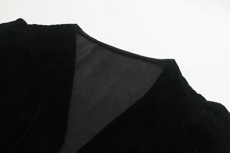 Женское винтажное однобортное платье с v-образным вырезом, повседневное тонкое бархатное платье, осенние женские платья с коротким рукавом и боковой молнией DS2907
