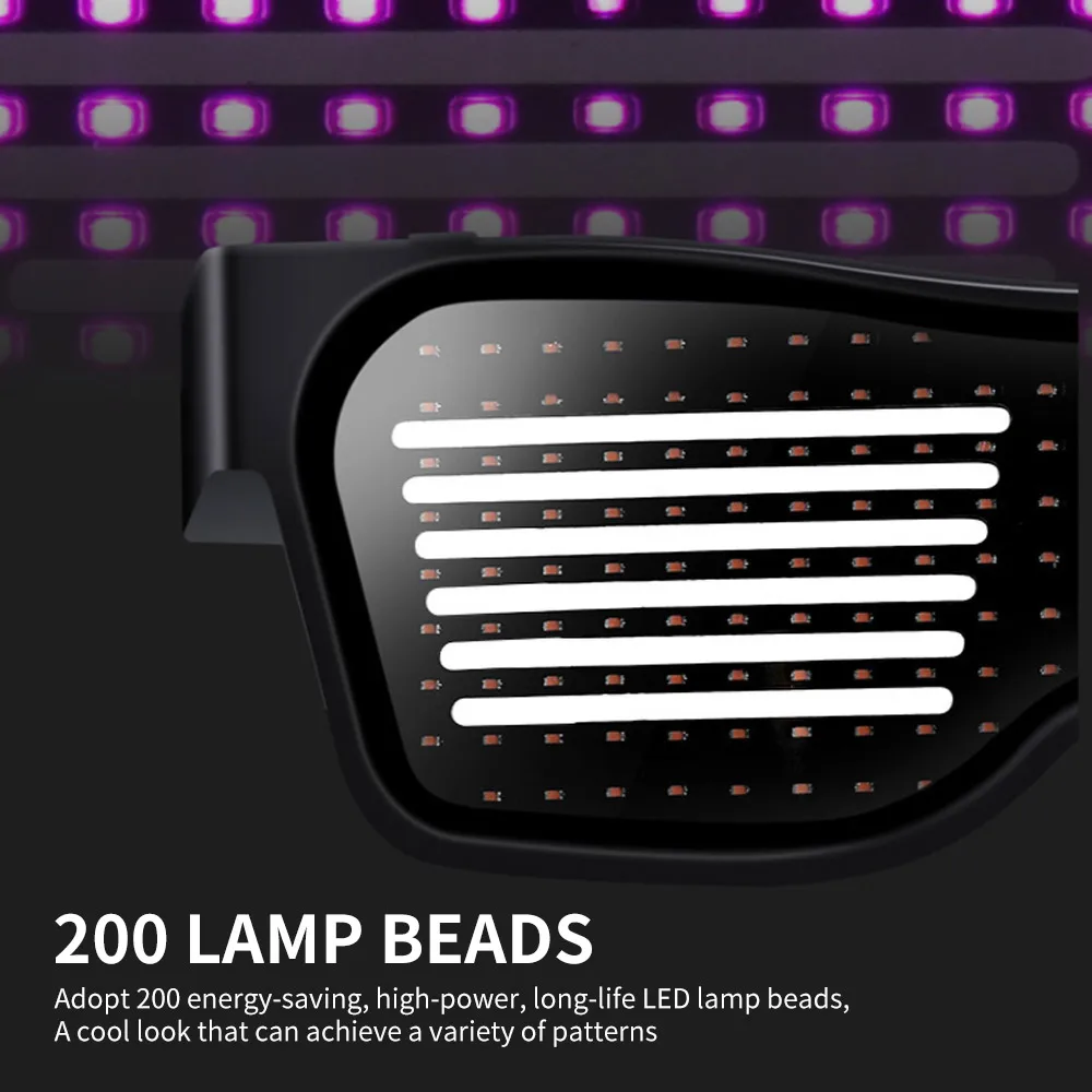 Светодиодные очки для вечеринок управление приложением щит светящиеся очки USB зарядка DIY управление приложением Многоязычная быстрая вспышка Led