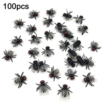 

100 Pcs Fake Flies Plastic Simulated Insect Fly Bugs Joke Toys Prank Halloween Party Favors
