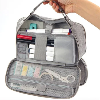 

First aid kit pencil case Korean version of solid color simple large capacity multifunctional cosmetic bag storage bag student s