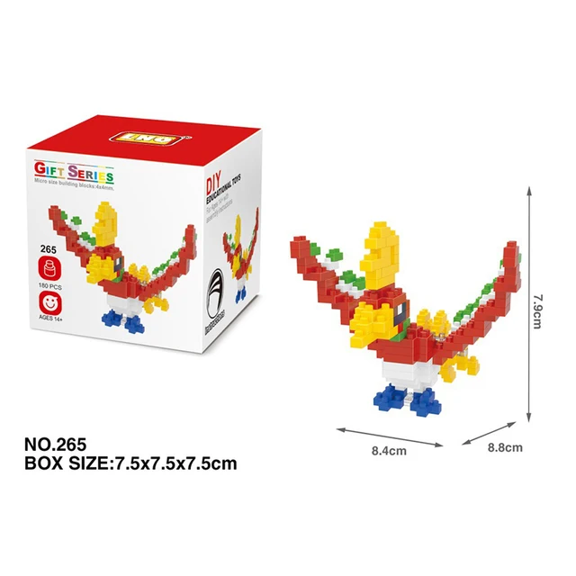 Mini Building Blocks 3D DIY Micro Brick Block Gift Toy Pokemon Cyndaquil Farfetch'd Jolteon Ho-Oh Onix Vaporeon Venusaur Popplio Ho-Oh