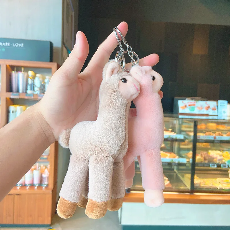 Cute Plush Alpaca Keychain Boy Girl Gift Phone Backpack Ornaments Car Accessories Desktop Decoration Home Pendant Party Favors diy semi stereoscopic elf angel keychain silicone epoxy mold diy ornaments pendant crafting mould for valentine gift