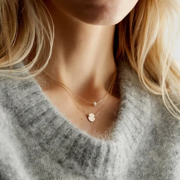 SUMENG 2021 New Classic Gold/Silver Color Necklace Simple Imitation Pearl Pendant Choker Necklace Chain Necklaces For Women Gift