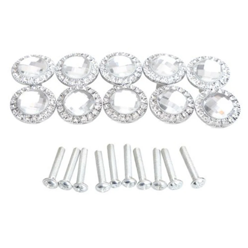 

10pcs Diamond Cupboard Wardrob Door Knobs Clear Crystal Cabinet Draw Pull Handle