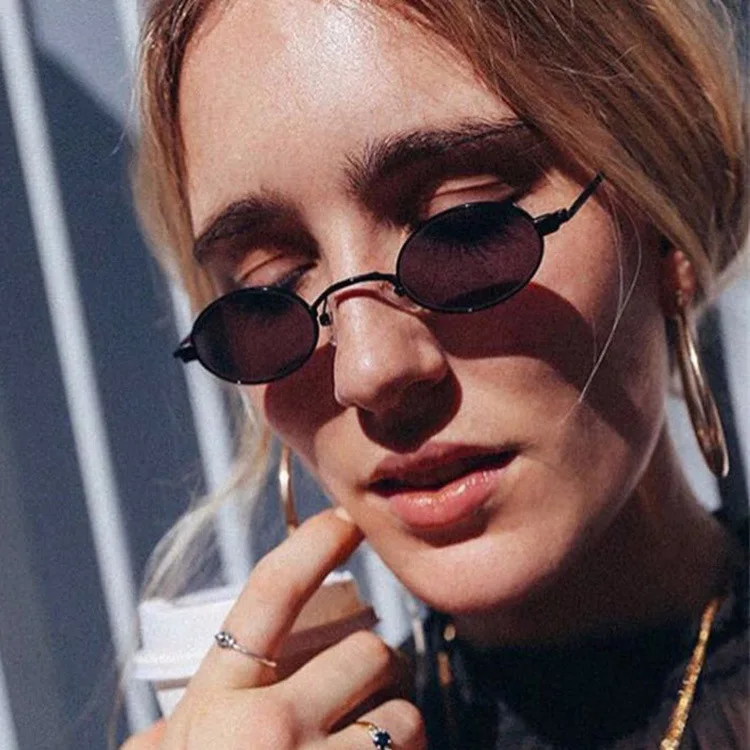 

Vintage Retro Small Oval Sunglasses Men Ellipse Metal Frame Party Eyewear Marine Lens Ladies Sun Glasses Women Eyeglass UV400