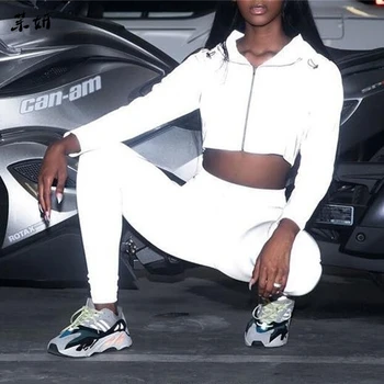 

Flash Reflective Jacket Women Crop Tops Fashion Long Sleeve Drawstring Hoodie Jackets Streetwear Ladies Hip Hop Cropped Coats